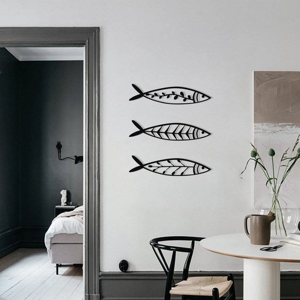 Acessório Decorativo de Parede Hamsi – Preto – 32 x 8 cm (3 Peças)
