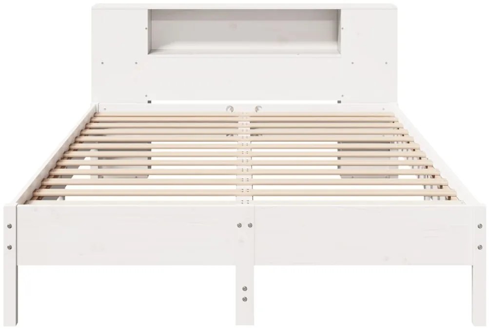 Cama com estante sem colchão 160x200 cm pinho maciço branco