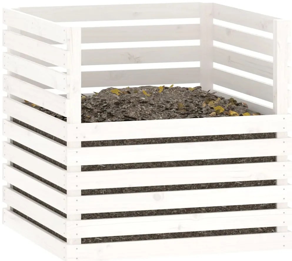 Compostor 80x80x78 cm madeira de pinho maciça branco