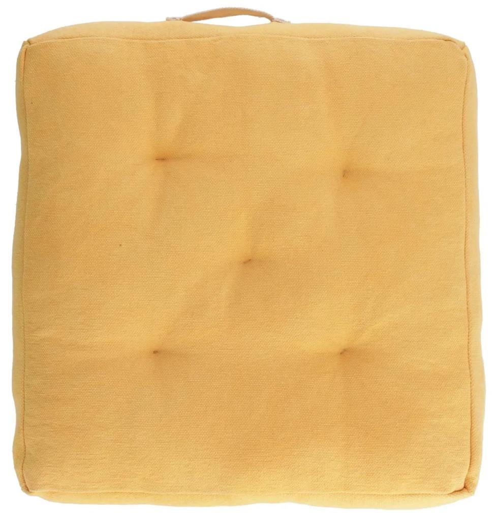 Kave Home - Almofada para chão Sarit 100% algodão mostarda 60 x 60 cm