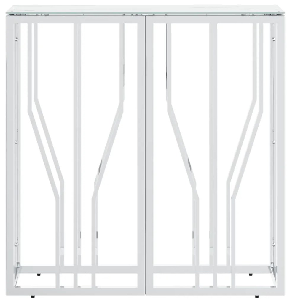 Mesa consola 70x30x70 cm aço inoxidável e vidro prateado