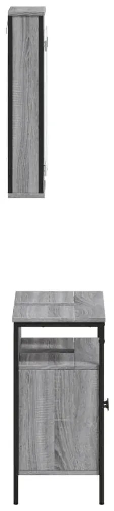 2 pcs conjunto móveis WC derivados de madeira sonoma cinza