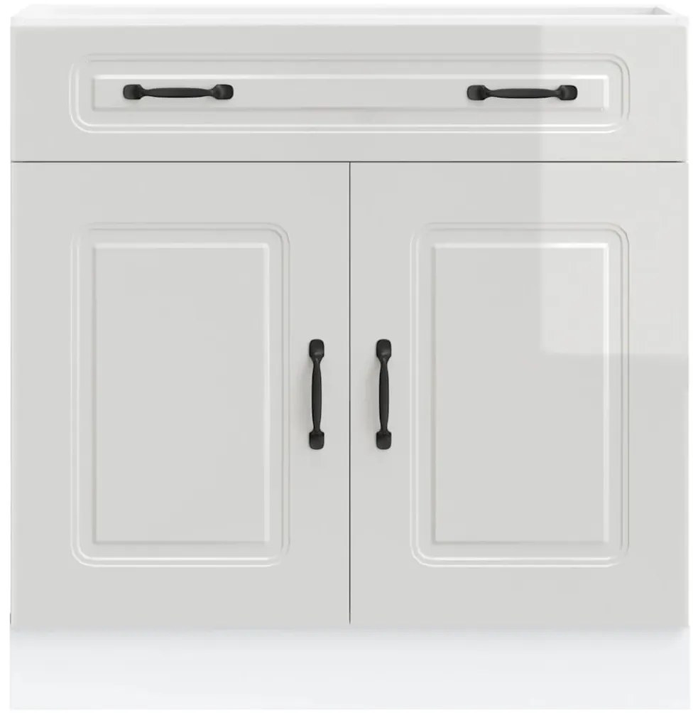 Armário de cozinha baixo Kalmar branco alto brilho