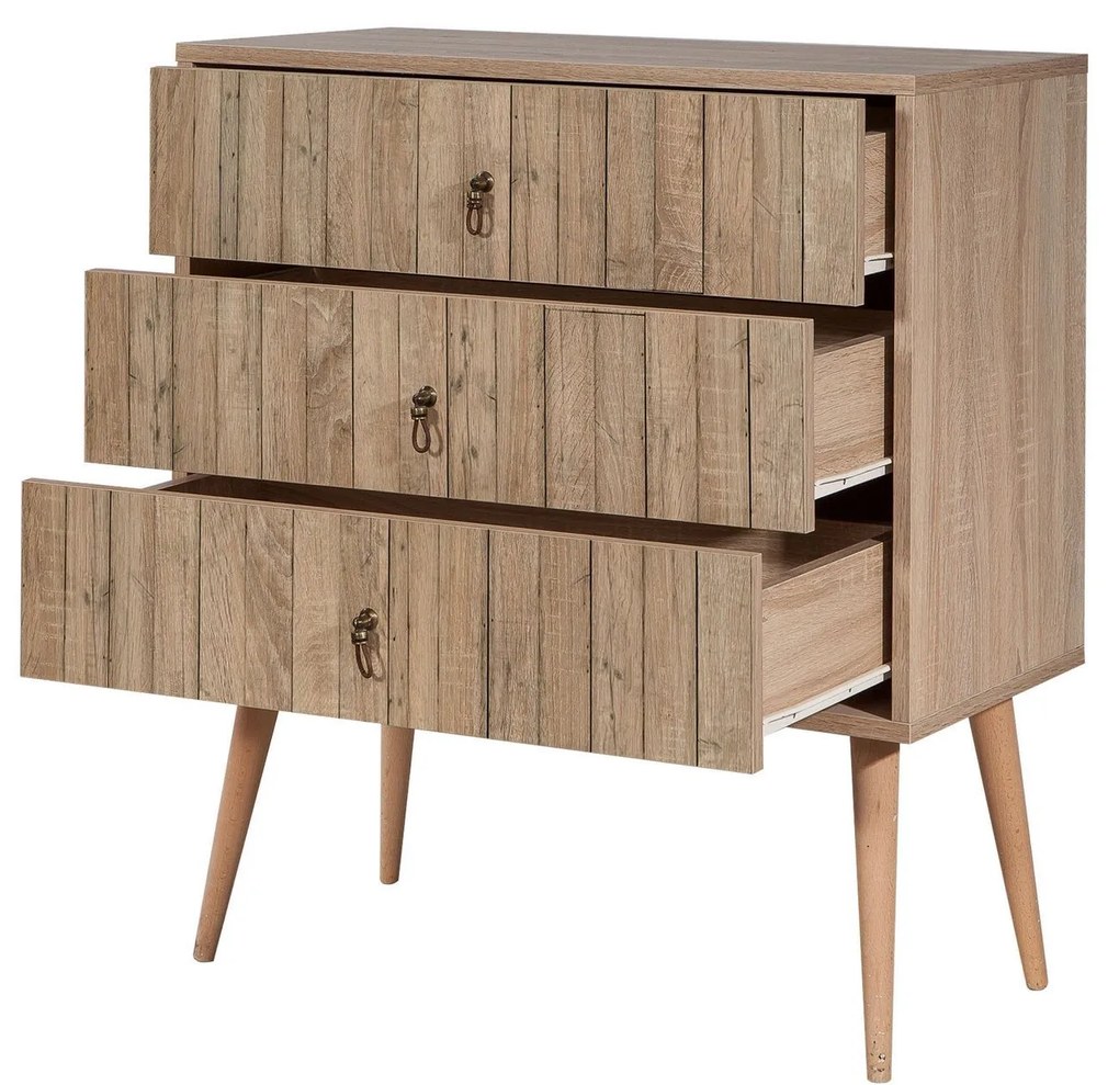 Cômoda Trio – Carvalho Sonoma – 80x90x40 cm
