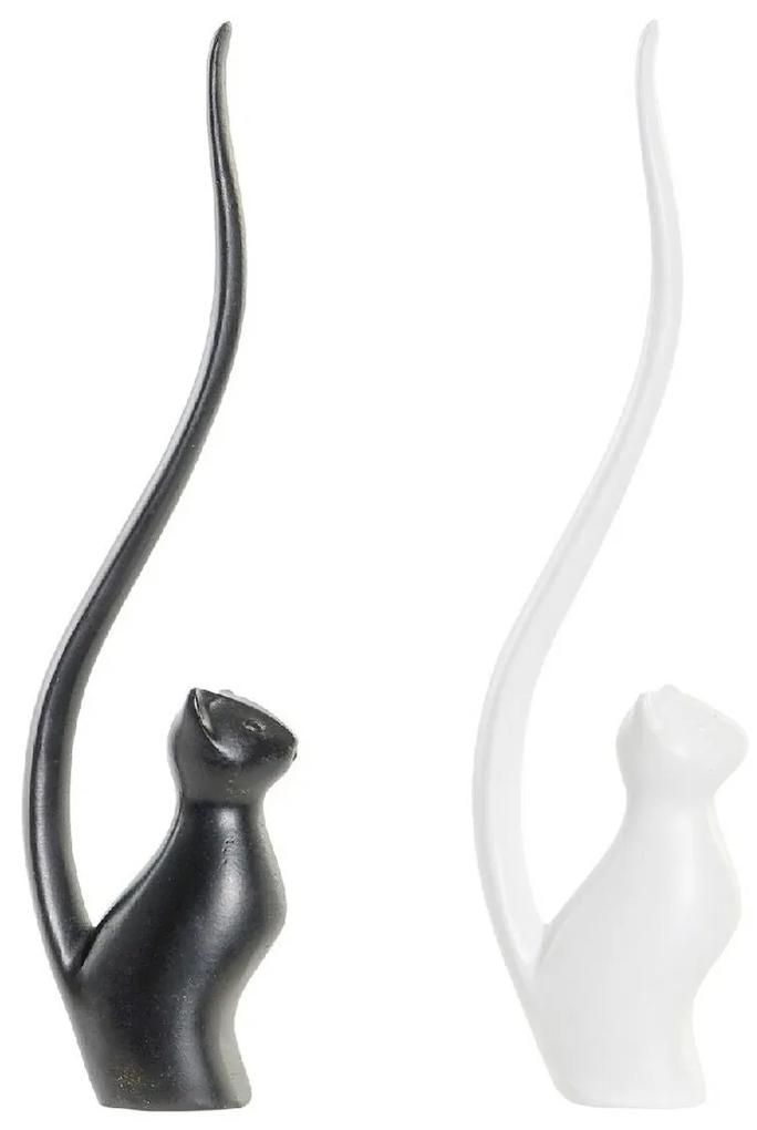 Figura Decorativa DKD Home Decor ‎S3016975 Preto Branco Resina Moderno Gato (5,5 x 3 x 22 cm)
