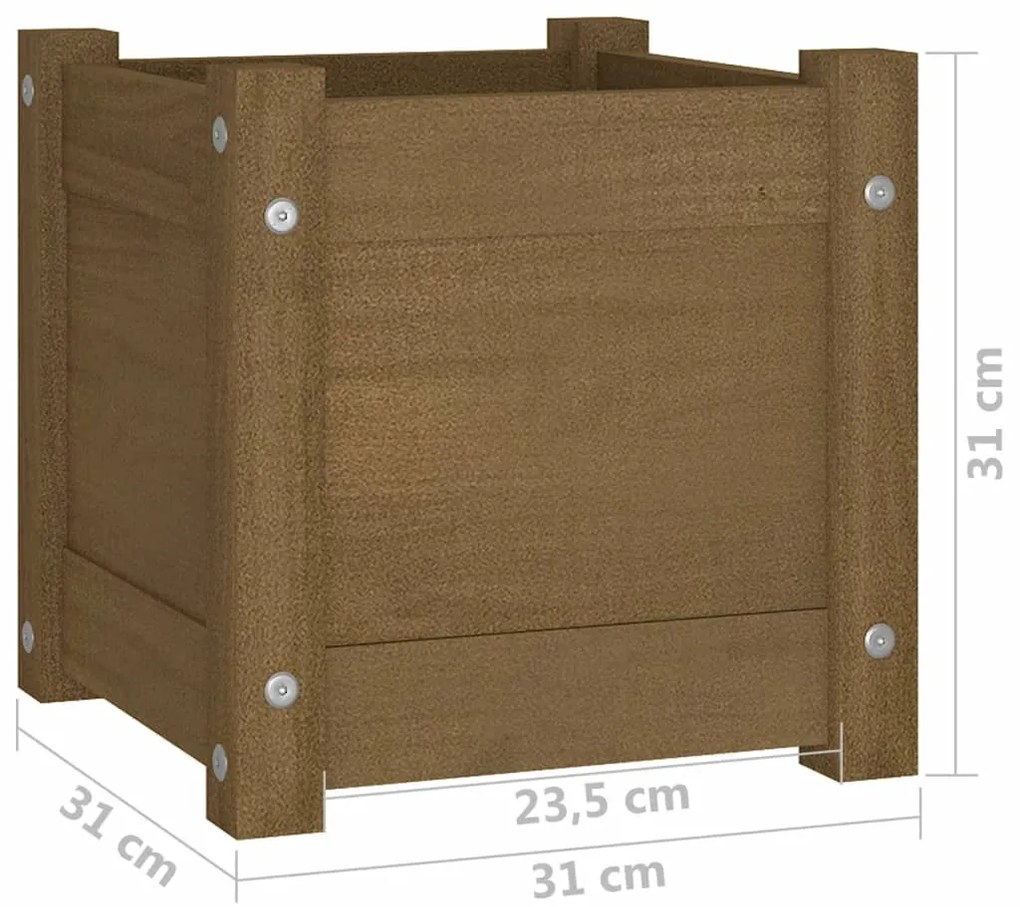 Vaso/floreira de jardim 31x31x31 cm pinho maciço castanho-mel