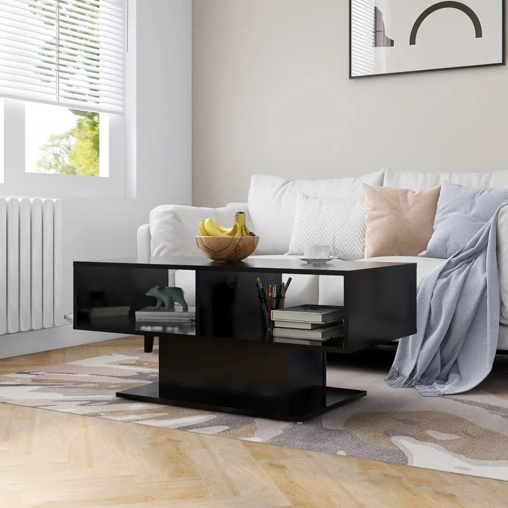 806823 vidaXL Mesa de centro 103,5x50x44,5 cm contraplacado preto