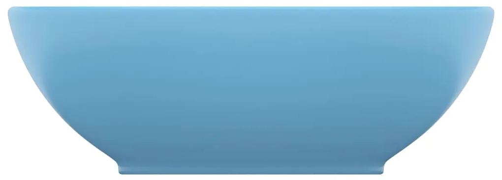 Lavatório luxuoso formato oval 40x33cm cerâmica azul-claro mate