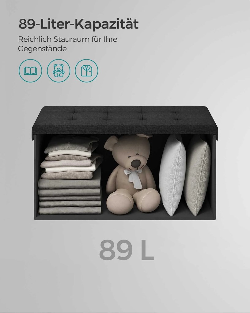 Banco com espaço de arrumação 38 x 76 x 38 cm Preto
