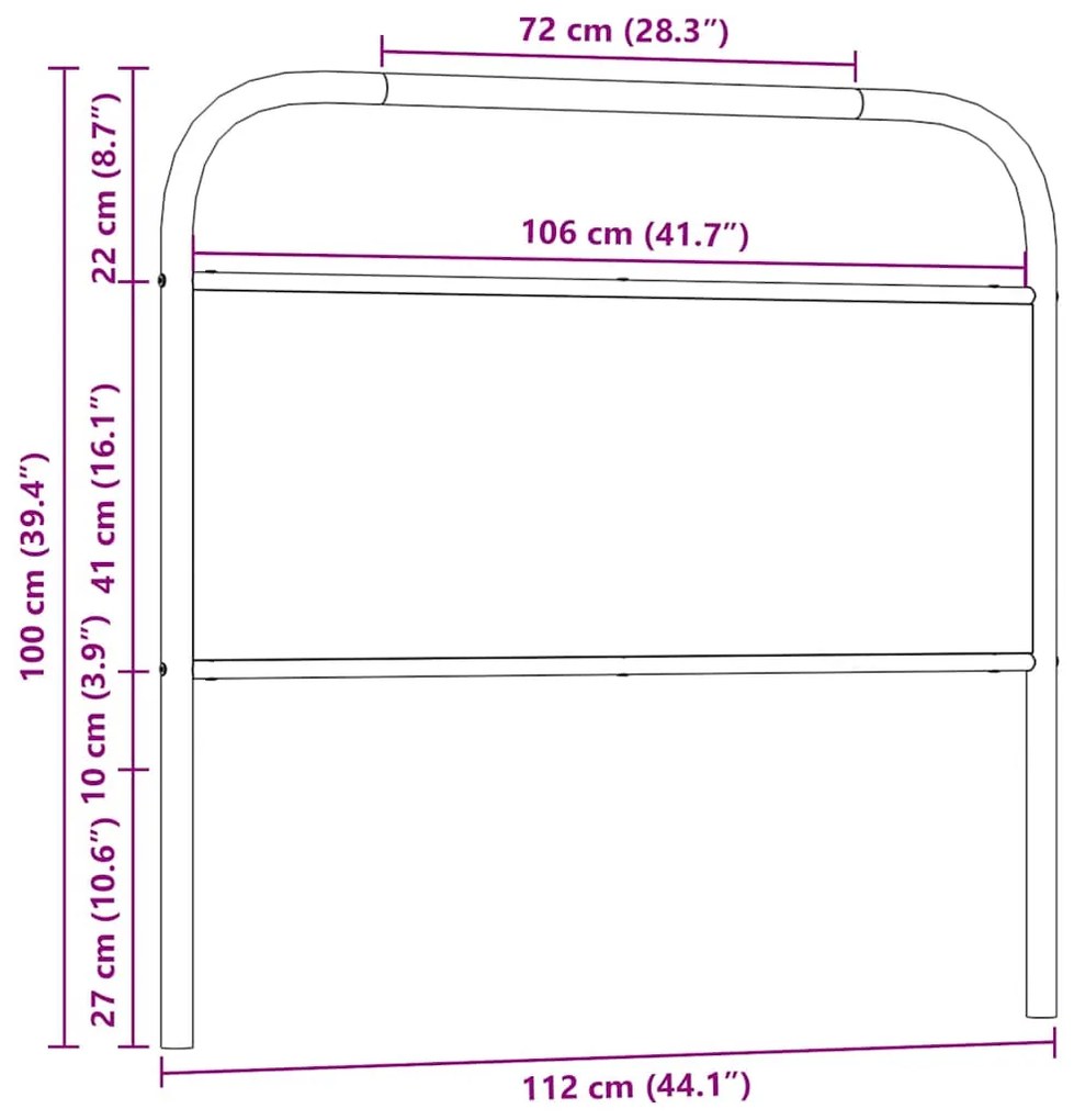 Cabeceira de cama 107 cm derivados madeira/aço carvalho sonoma