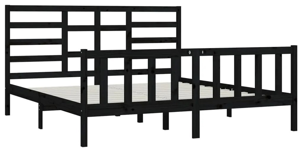 Estrutura de cama 200x200 cm madeira de pinho maciça preto