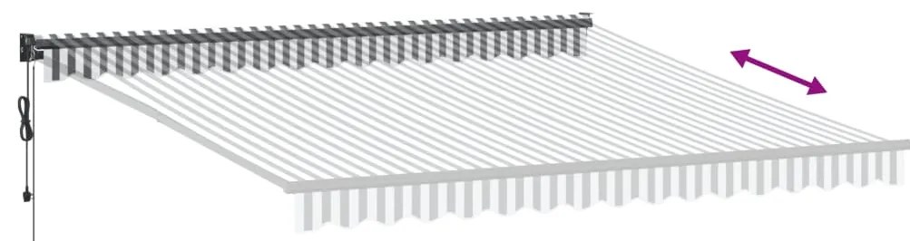 Toldo retrátil 4x3 m tecido e alumínio antracite e branco