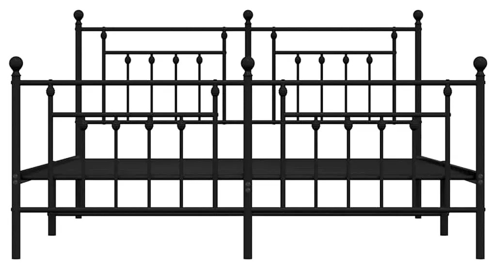 Estrutura de cama com cabeceira e pés 183x213 cm metal preto