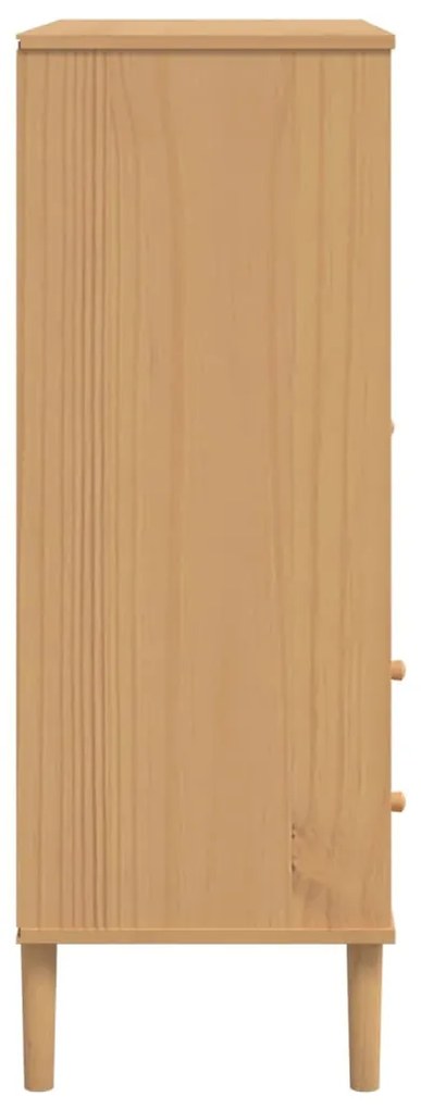 Móvel alto SENJA aspeto vime 90x40x112 cm pinho maciço castanho