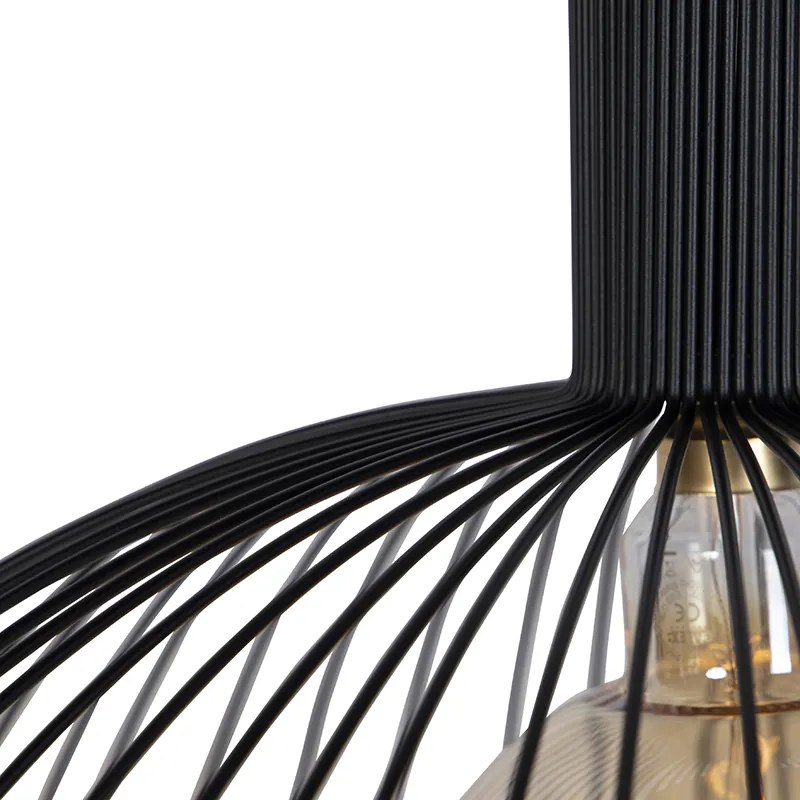 Candeeiro de suspensão design redondo preto 70 cm - Dos Moderno