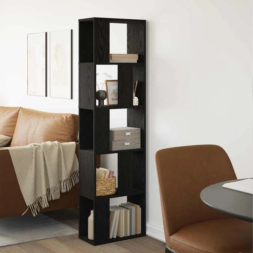 Estante vidaXL 5 andares Carvalho Preto 45x23,5x162,5 cm Madeira Engen