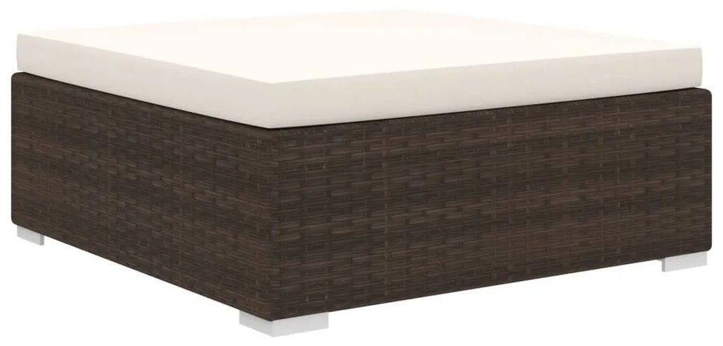 4 pcs conjunto lounge jardim c/ almofadões vime PE castanho