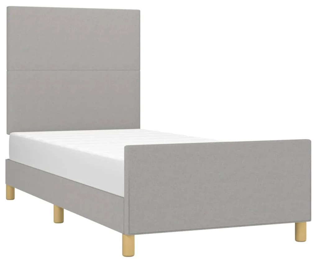 Estrutura de cama sem colchão 80x200 cm tecido cinzento-claro