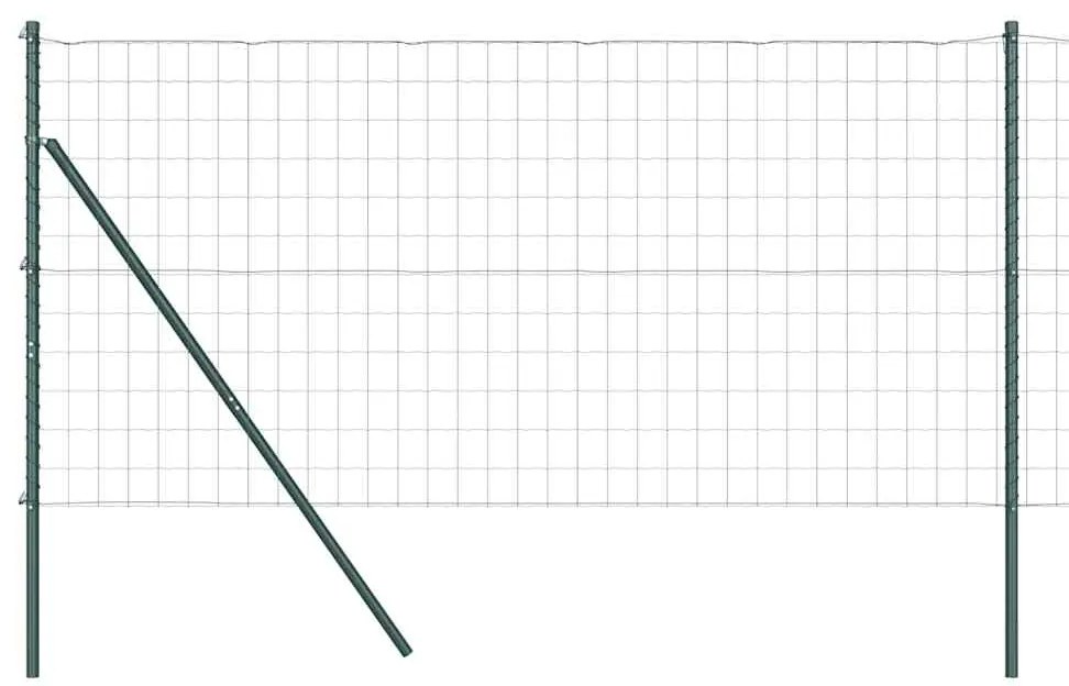 Cerca Euro da com 7 postes, 1x10m em aço galvanizado verde