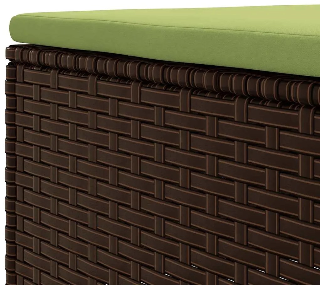 8 pcs conjunto lounge de jardim c/ almofadões vime PE castanho