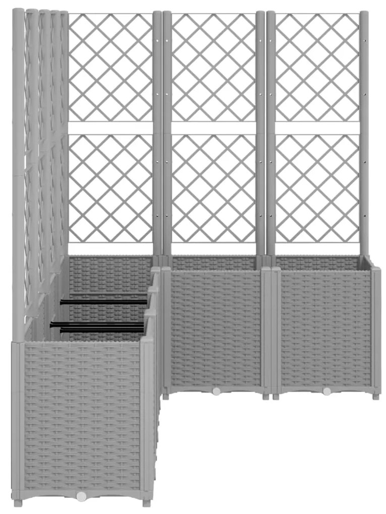 Vaso/floreira jardim c/ treliça 160x120x140 cm PP cinza-claro