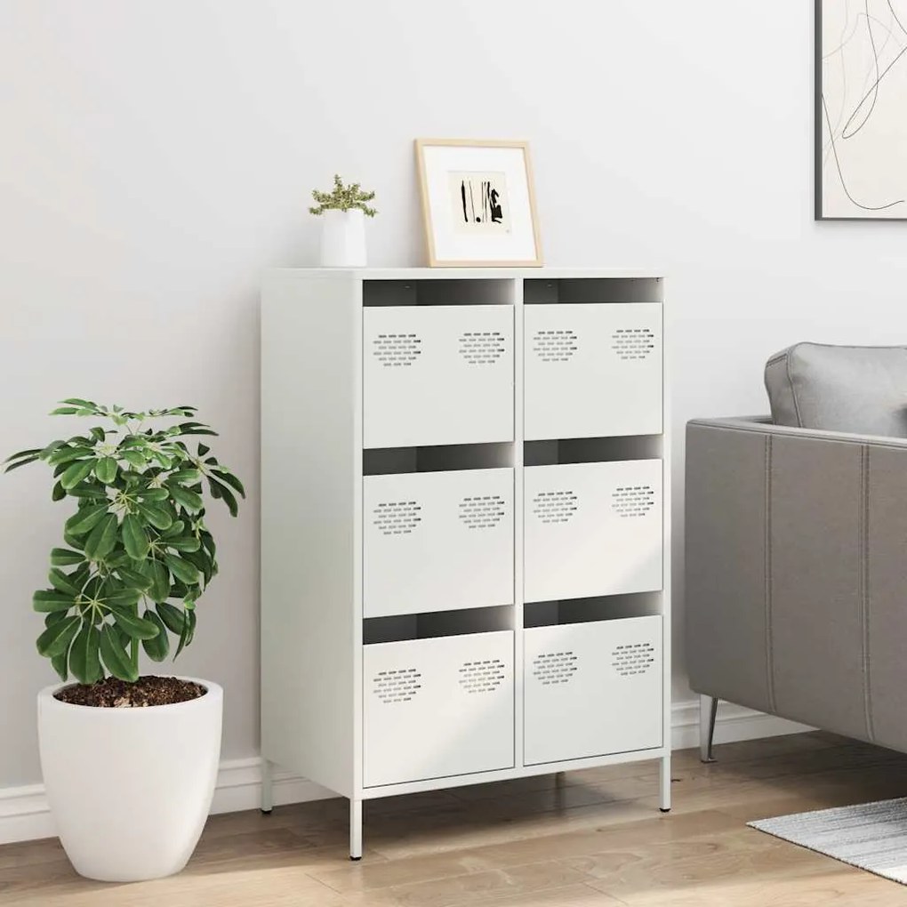 Móvel alto 68x39x101,5 cm aço branco