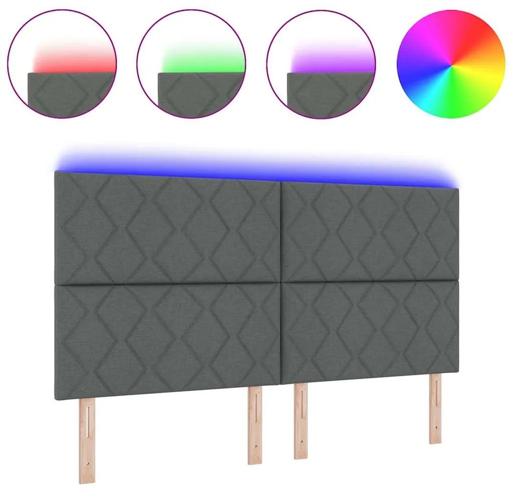 Cabeceira LED vidaXL Design Blocos de Diamante Cinza Escuro 180 cm Tec