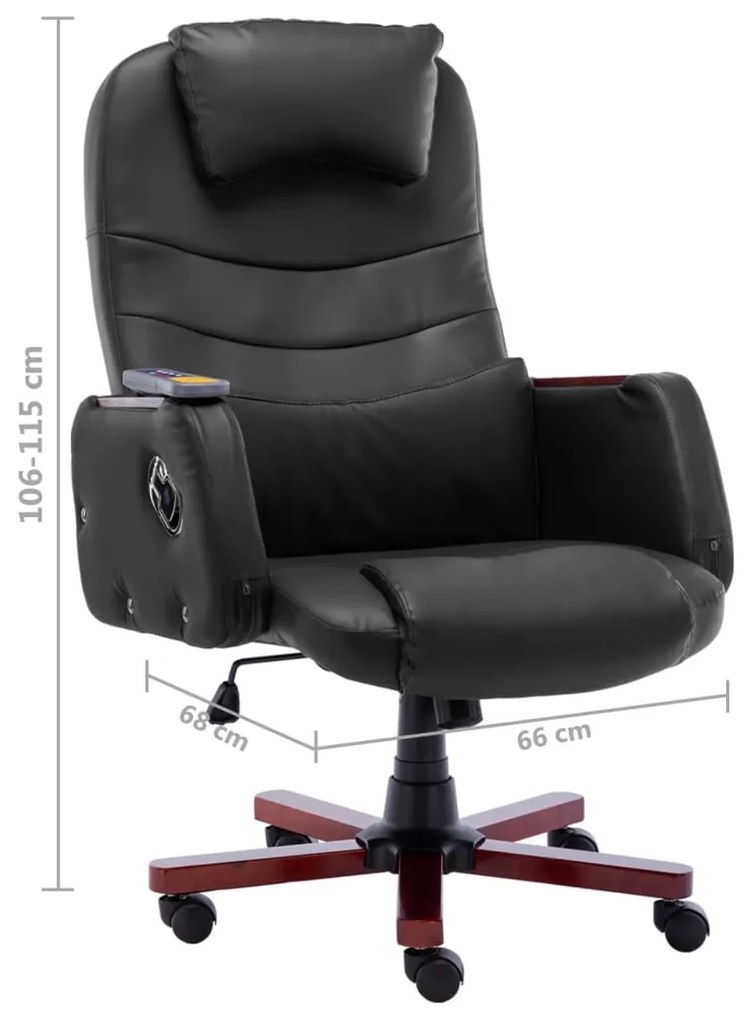 Cadeira de escritório c/ função massagem couro artificial preto