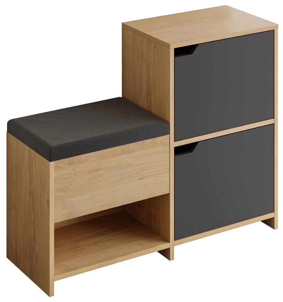 Sapateira Prag – Nogueira e Creme – 60x111x35 cm