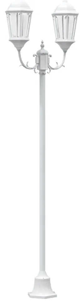 Poste de Luz de Jardim 2-Lâmpada E27 Branco 220 cm Alumínio