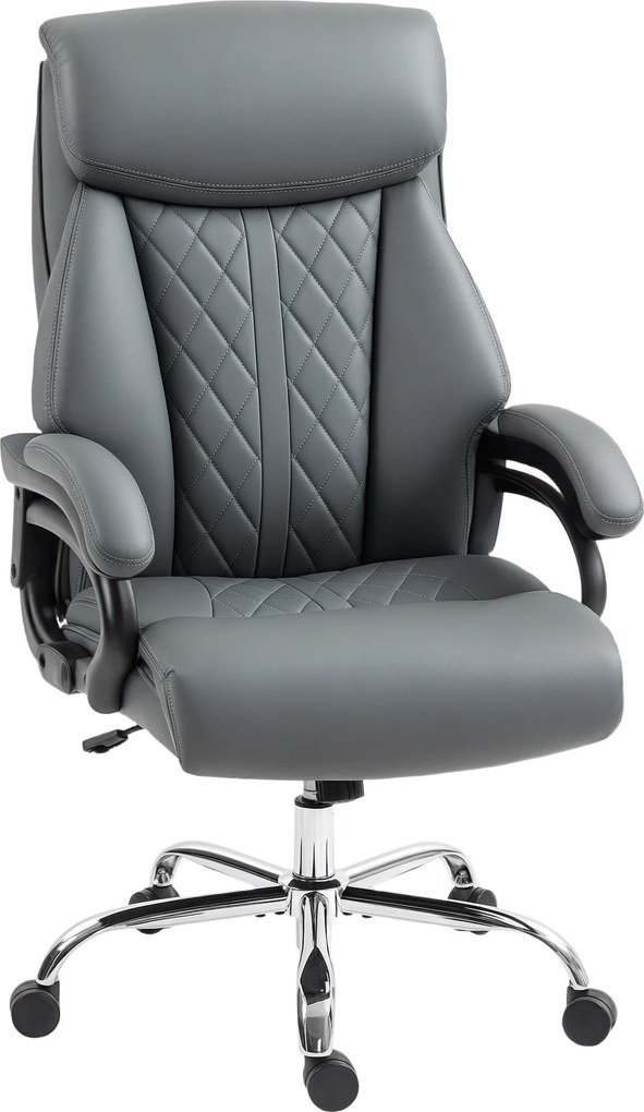 HOMCOM Cadeira executiva, cadeira Big and Tall para escritório, suporta 150 kg, couro PU com acolchoamento de molas, cinza antracite | Aosom Portugal
