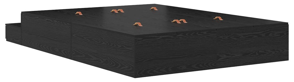 Estrutura de Cama com Arrumação Carvalho Preto 140x190 cm