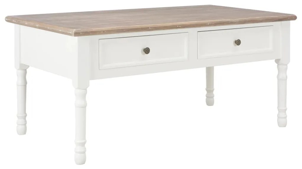 vidaXL Mesa de centro 100x50x46 cm madeira de paulownia maciça branco