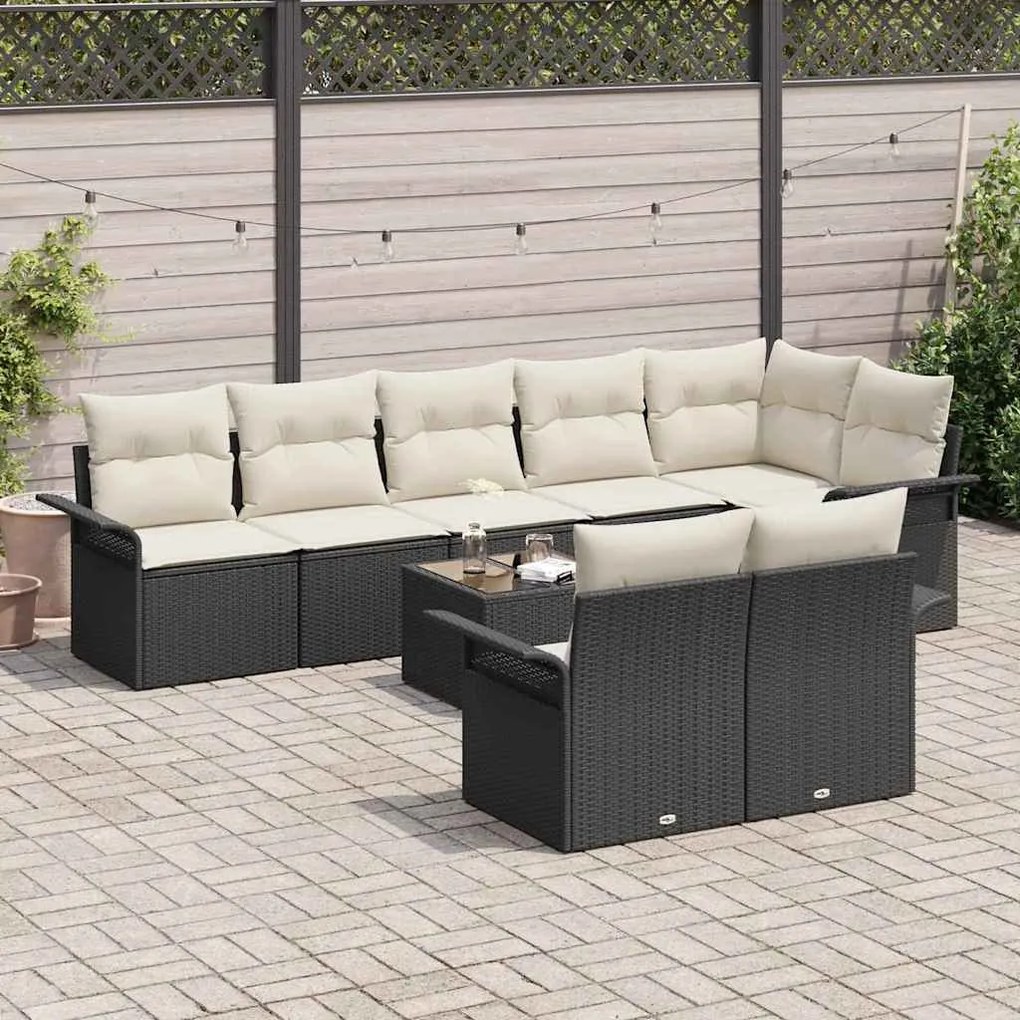 Conjunto de Sofá de Jardim vidaXL com 8 Peças e Almofadas Rattan Polié