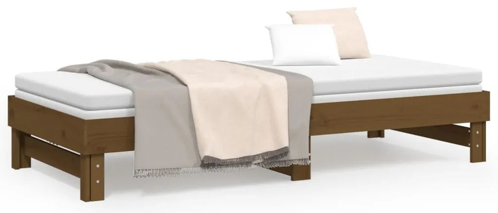 Estrutura sofá-cama de puxar 2x(90x200) cm pinho castanho-mel