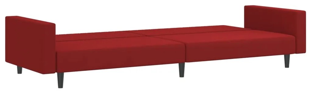 Sofá-cama de 2 lugares veludo vermelho tinto