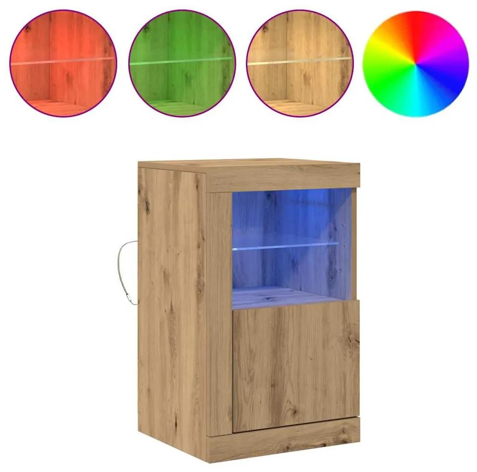 Buffet vidaXL com Luzes de LED Carvalho Artisan 41x37x67 cm