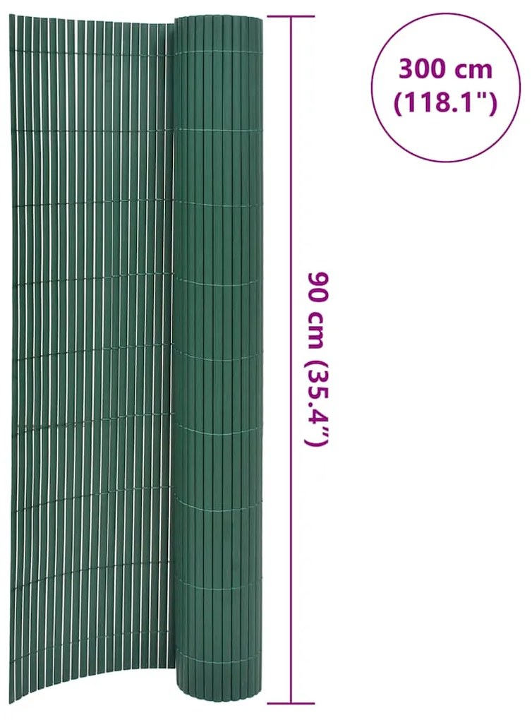 Cerca de jardim dupla face 90x300 cm PVC verde