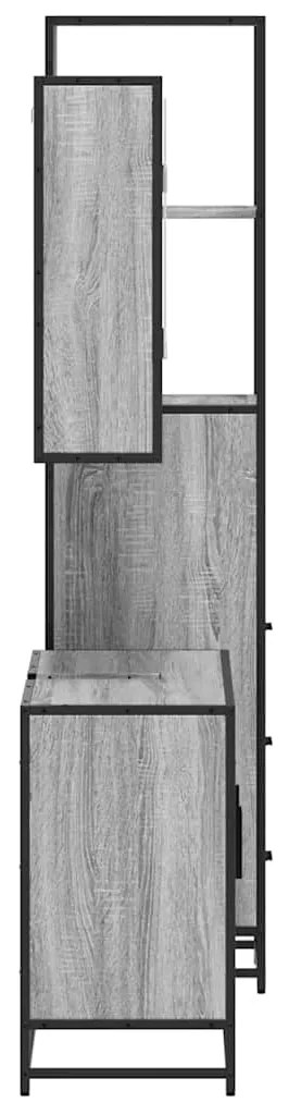 3 pcs Conjunto móveis casa de banho madeira proc. cinza sonoma