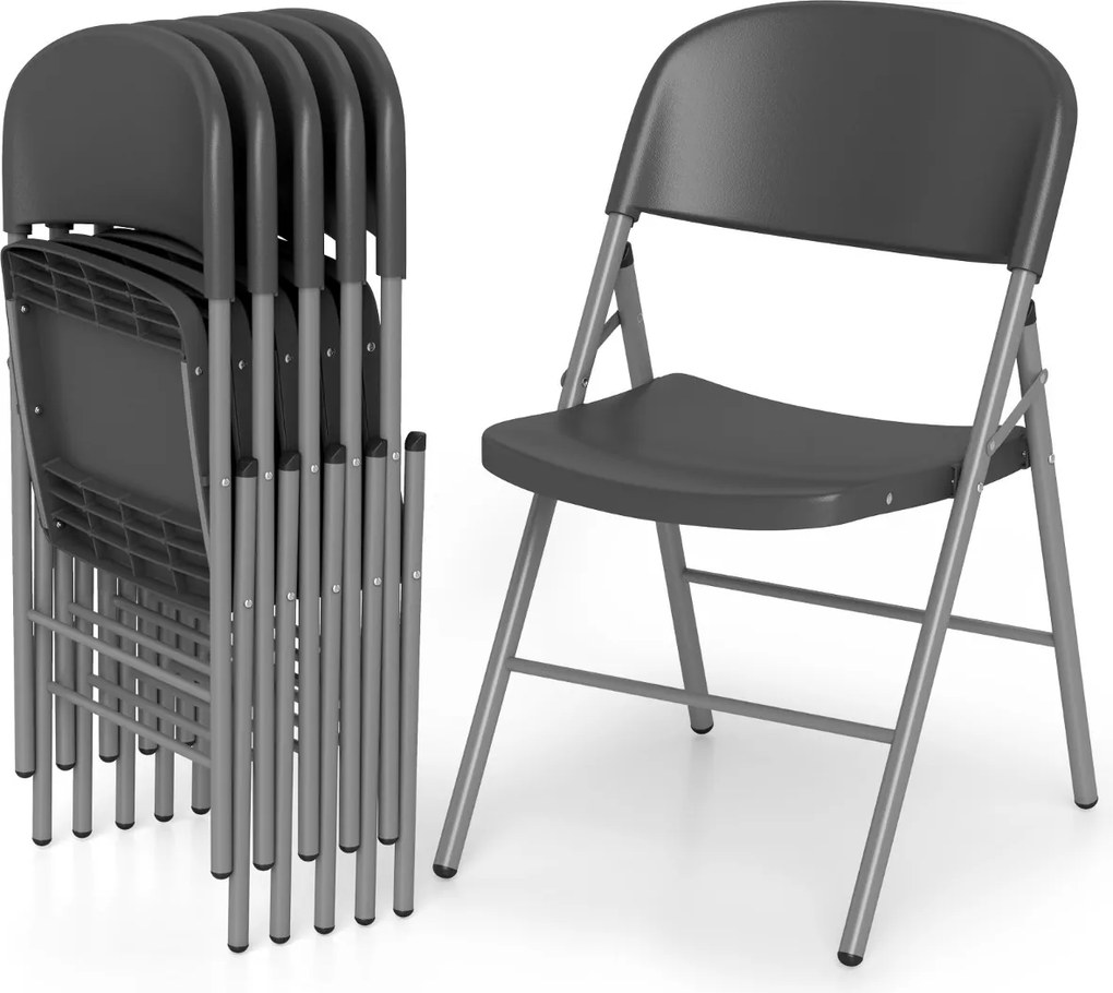 Conjunto 6 Cadeiras dobráveis de plástico para uso comercial (MESA NÃO INCLUIDA), com encosto e Estrutura metálica, para interior e exterior, escritór
