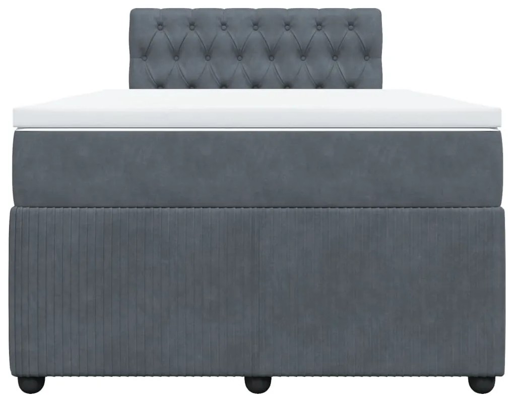 Cama boxspring com colchão 120x190 cm veludo cinzento-escuro