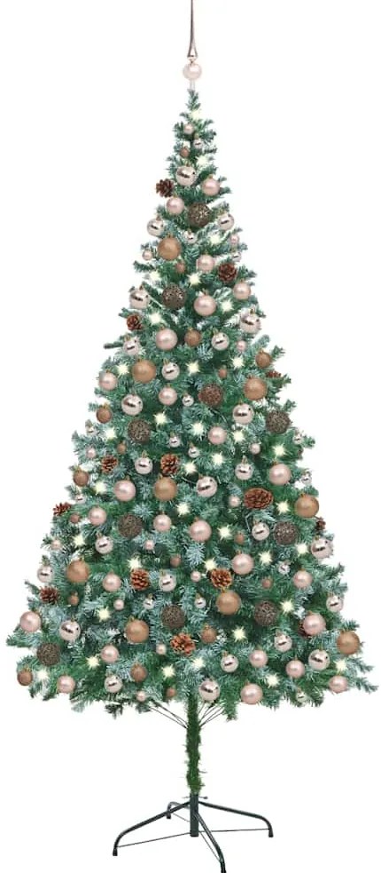 vidaXL Árvore Natal artificial pré-iluminada c/ bolas e pinhas 210 cm