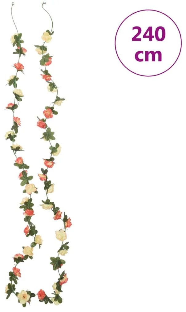 Grinaldas de flores de Natal 6 pcs 240 cm rosa e champanhe