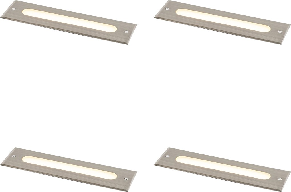 Conjunto de 4 Focos de Chão Modernos de Aço 30 cm Incl. LED IP65 - Eline