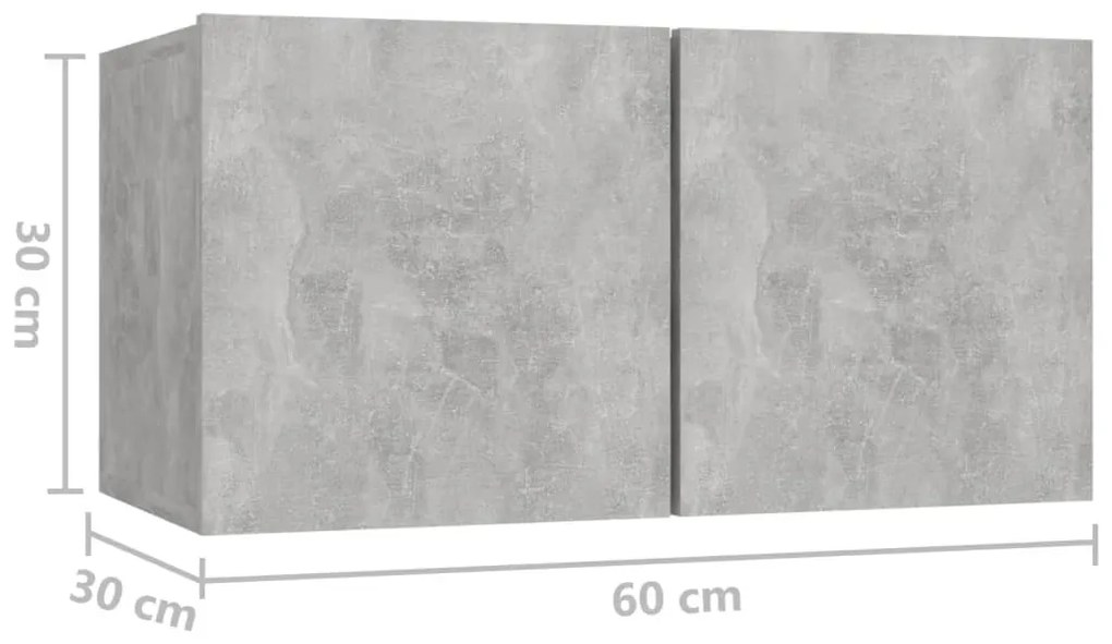 7 pcs conjunto de móveis de TV derivados madeira cinza cimento