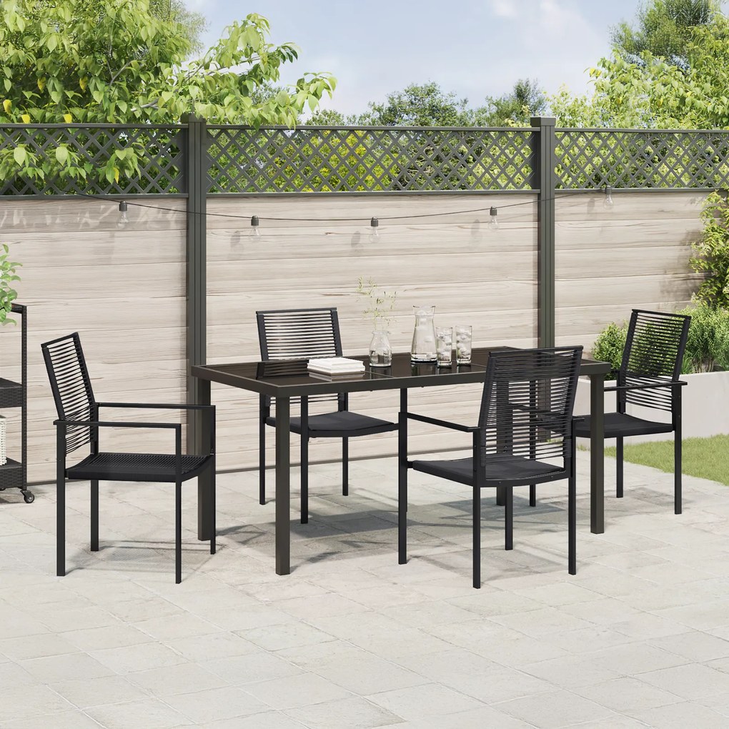 Conjunto de Jantar Jardim 5 Peças Preto Rattan PVC