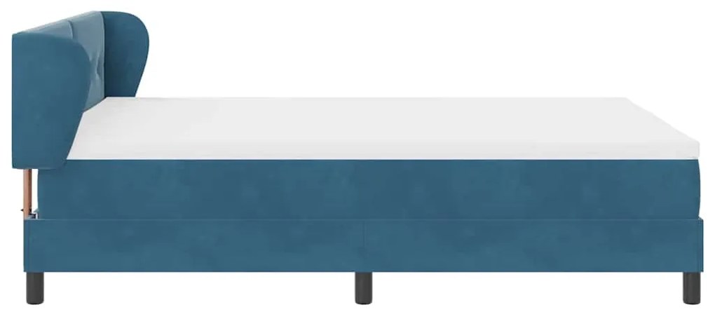 Cama Box Spring vidaXL com Colchão Azul Escuro 140x190 cm Veludo