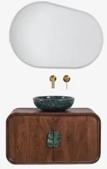 Conjunto De Móvel De Casa De Banho Suspenso 95x45 Cm Em Madeira De Manga E Pedra Natural Kivalina Mármore Verde Udaipur - Madeira De - Sklum