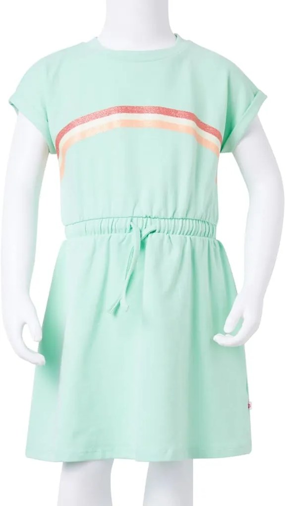 Vestido de criança com cordão verde brilhante 104