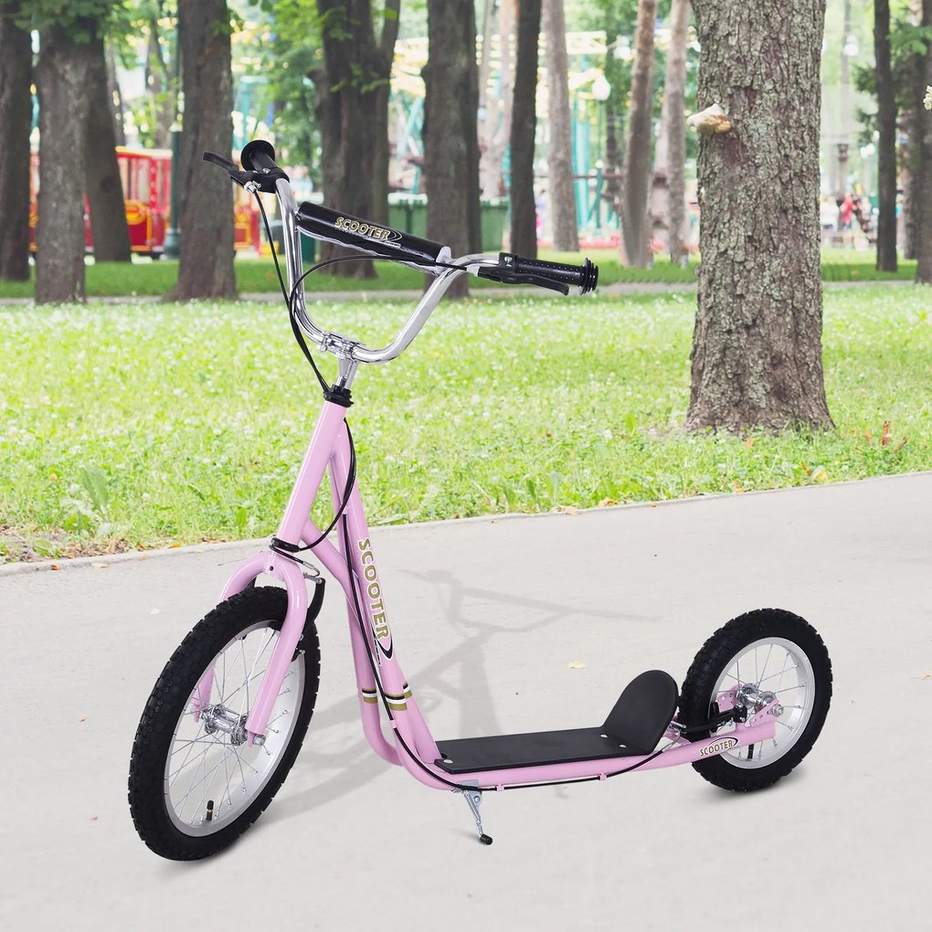 Trotinete para Crianças acima de 5 anos Scooter de 2 Rodas Grandes com Duplo Freio e Guidão Ajustável em Altura Adolecentes Adultos 125x58x92-100cm Ro